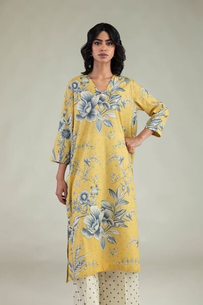 Embroidered | Cambric | Floral Longline Kurta | USD 35.00