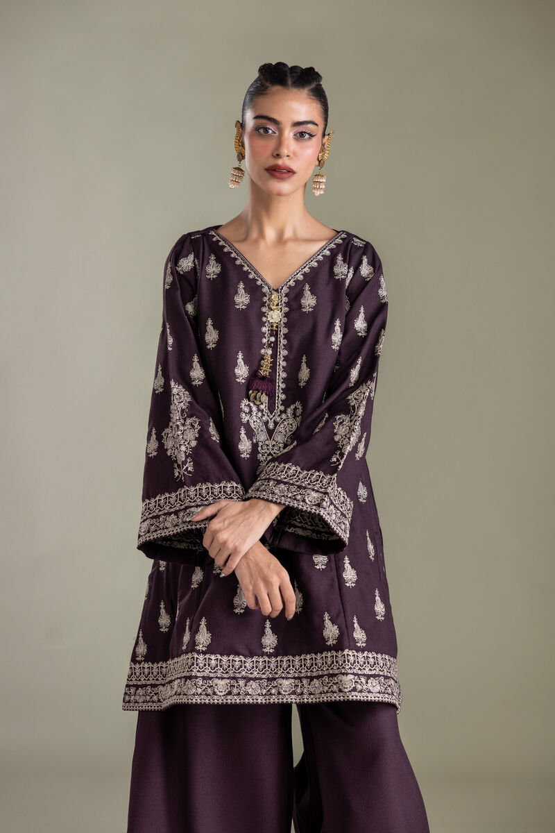Embroidered | Heavy Blended Viscose | Purple Viscose Kurta | USD 65.00
