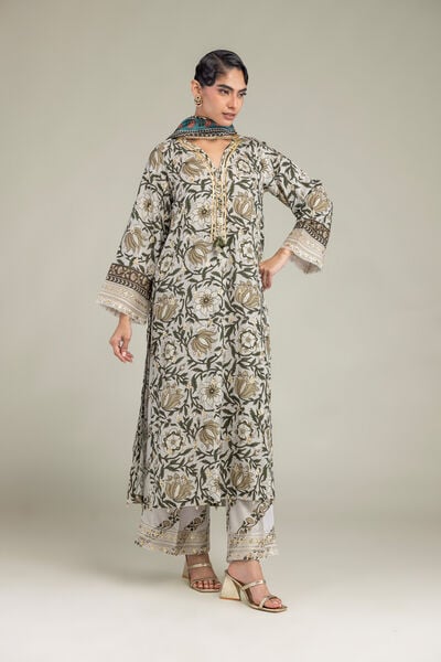 Embroidered | Raw Silk | Silk Floral Pants | USD 35.00