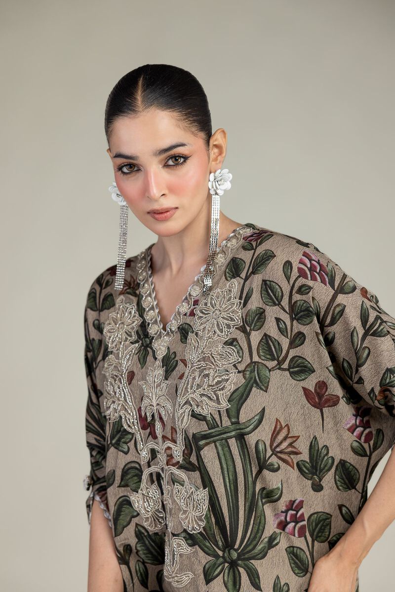 Embroidered | Raw Silk | Floral Long Kurta | USD 65.00