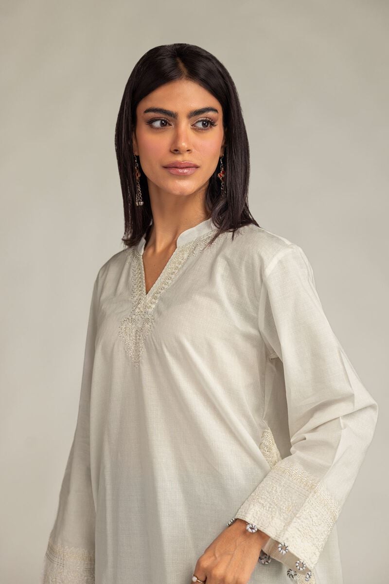 Embroidered | Cotton Dobby | V-Neck Solid Kurta | USD 40.00
