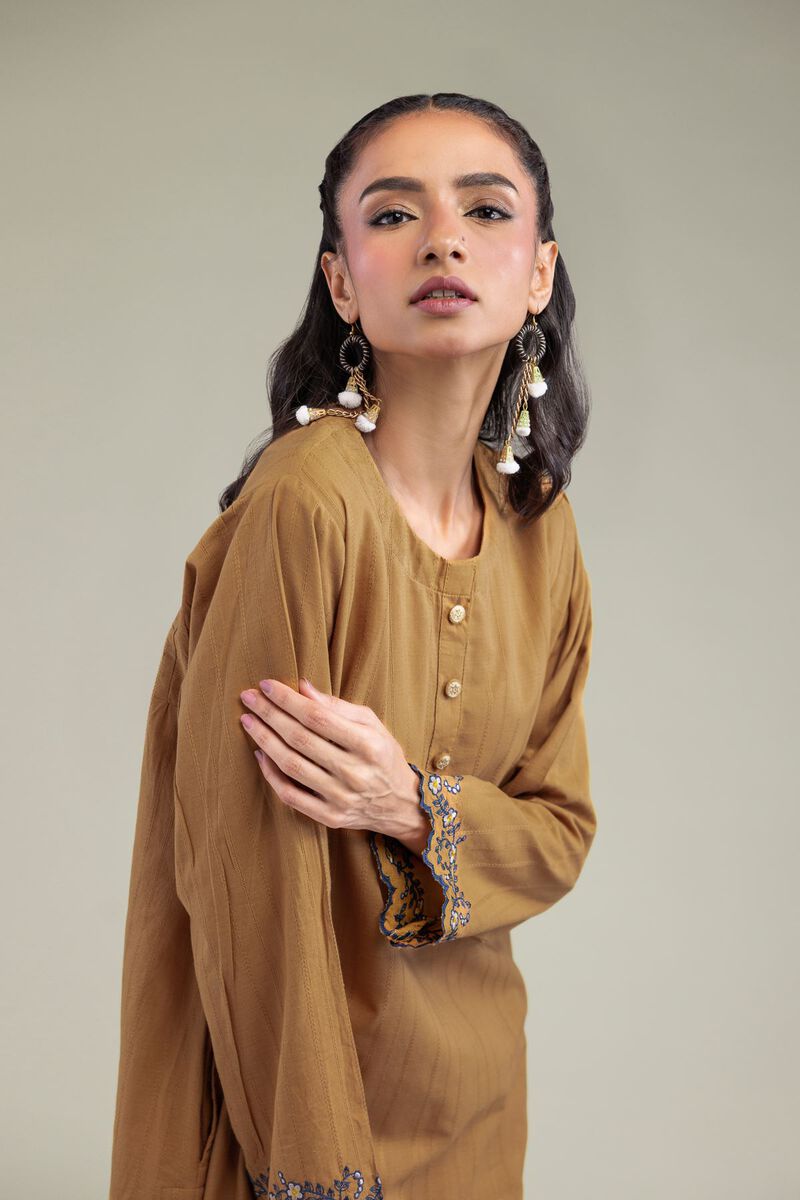 Embroidered | Textured Cotton | Cotton Longline Kurta | USD 55.00