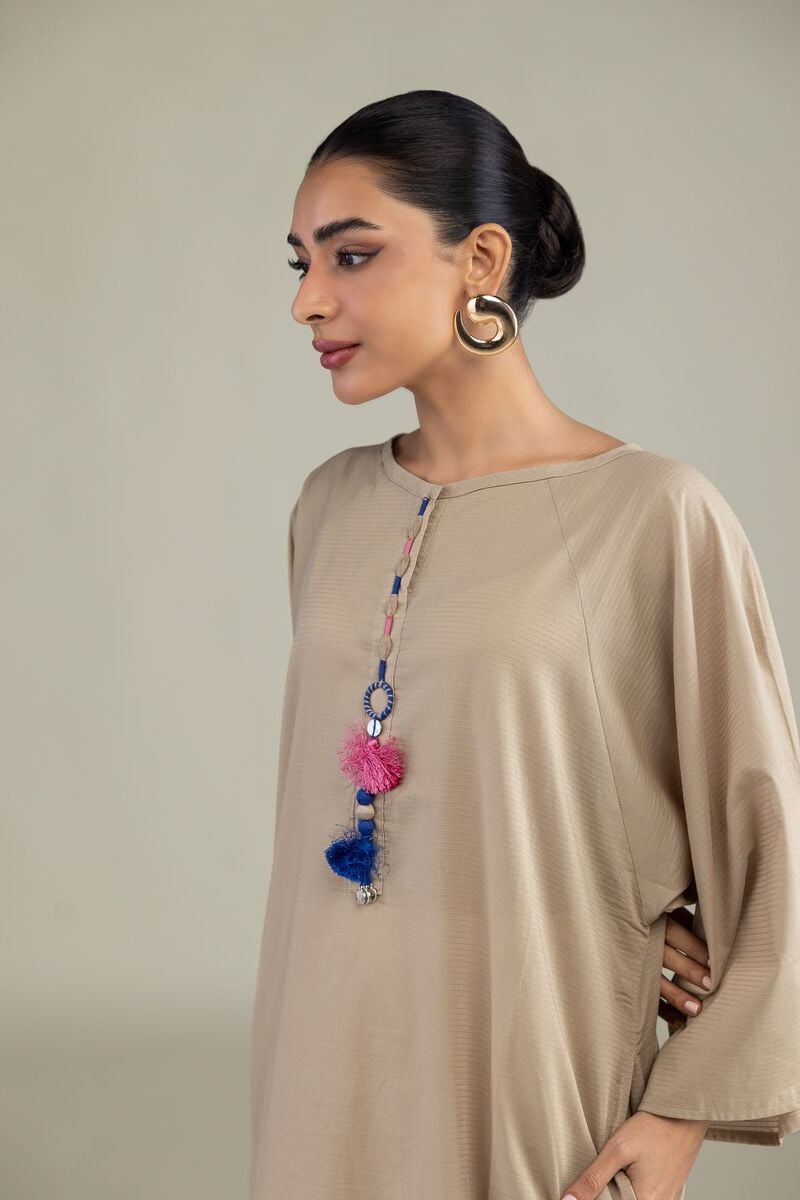 Dyed | Textured Cotton | Beige Cotton Kurta | USD 35.00