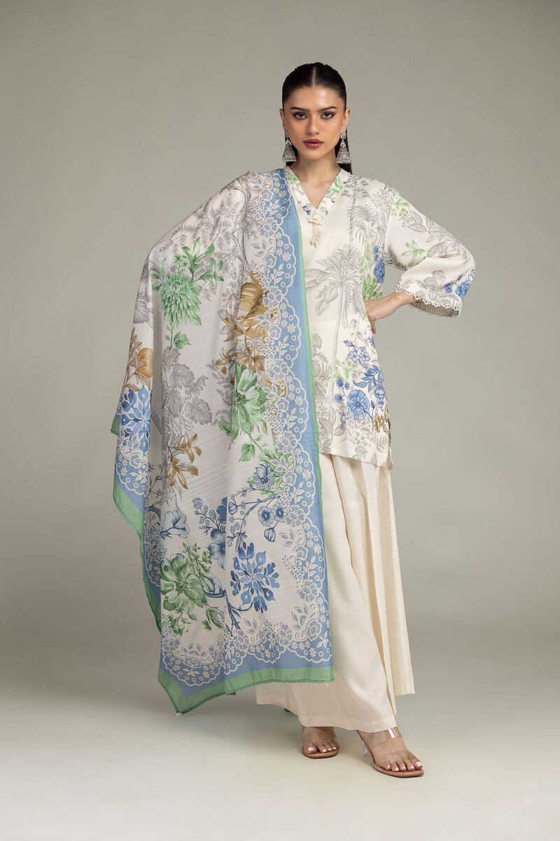 Embroidered | Polyester Silk | Floral Silk Dupatta  | USD 30.00