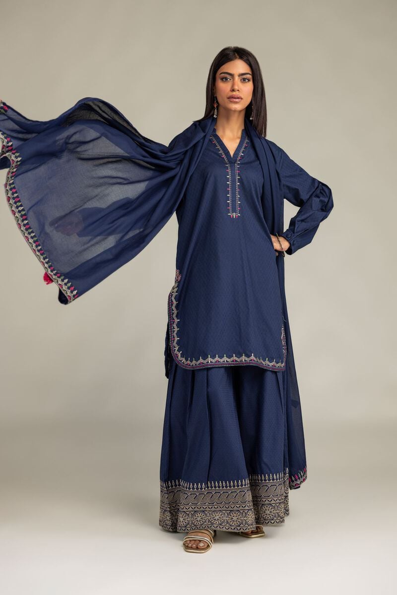 Embroidered | Lawn | Navy Lawn Dupatta | USD 35.00