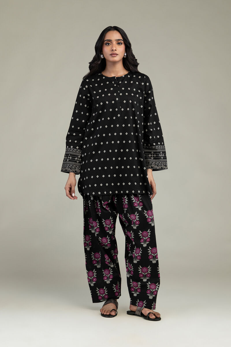 Printed | Cambric | Short Black Kurta | USD 35.00