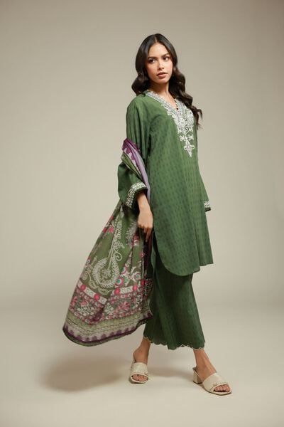 Embroidered | Dobby | 3-Piece Tailored Set | USD 70.00