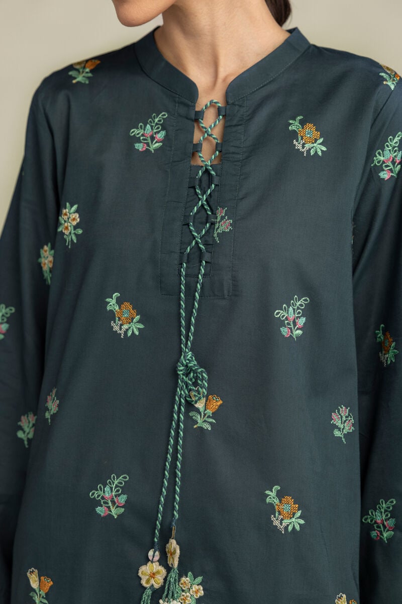 Embroidered | Cambric | Green Cambric Kurta | USD 45.00