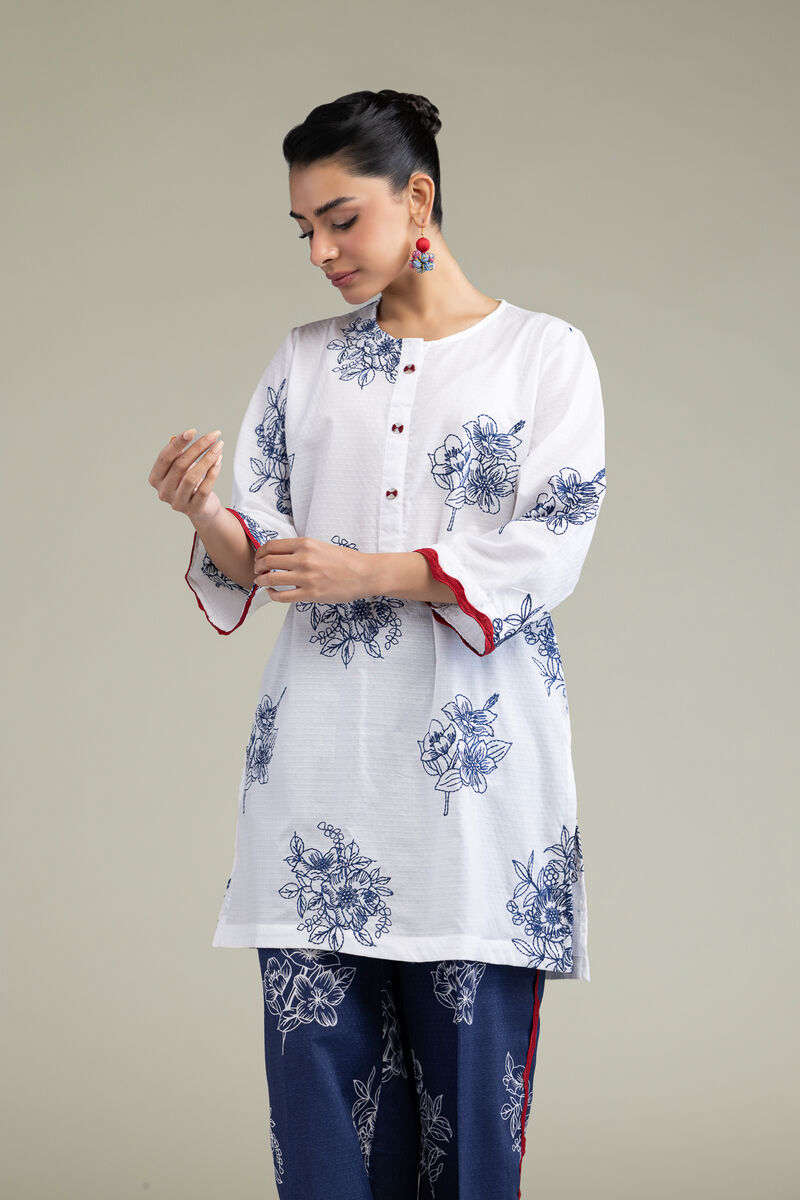 Embroidered | Cotton Dobby | Floral Round-Neck Kurta | USD 12.00