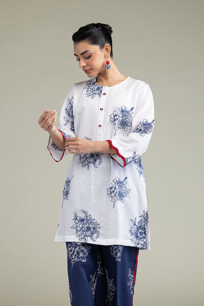 Embroidered | Cotton Dobby | Floral Round-Neck Kurta | USD 20.00
