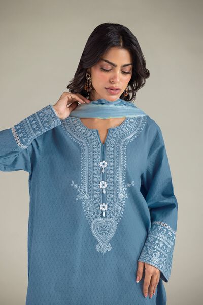 Embroidered | Cotton Dobby | Tailored 3-Piece Set | USD 65.00