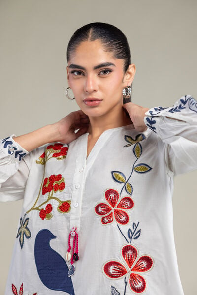 Embroidered | Cambric | Floral Cambric Blouse | USD 45.00