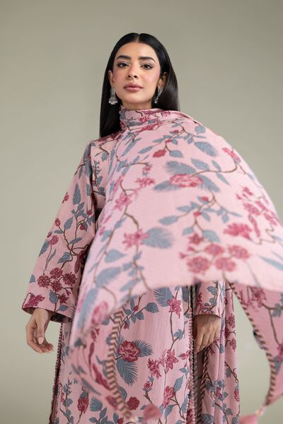 Printed | Lawn | Floral Pink Dupatta | USD 25.00