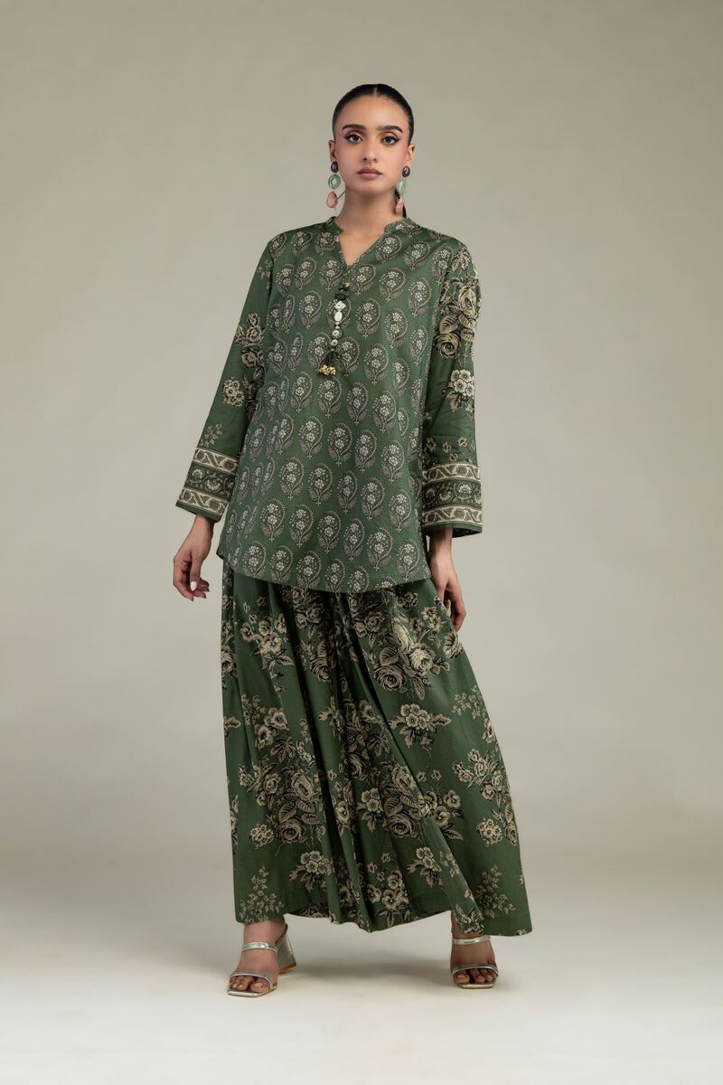 Printed | Cambric | Short Green Kurta | USD 35.00