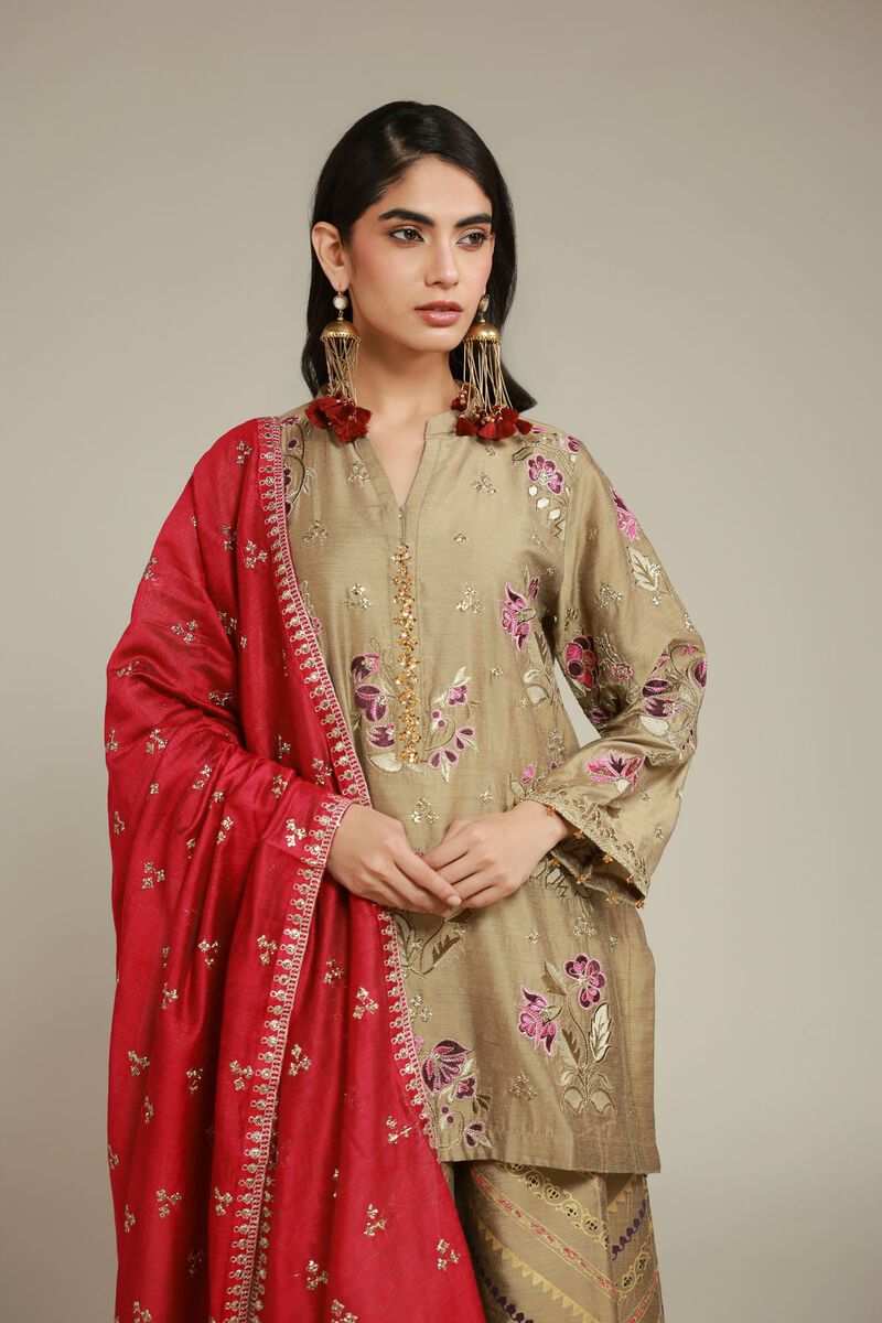 Embroidered | Raw Silk | 3 Piece Co-ord Set | USD 125.00