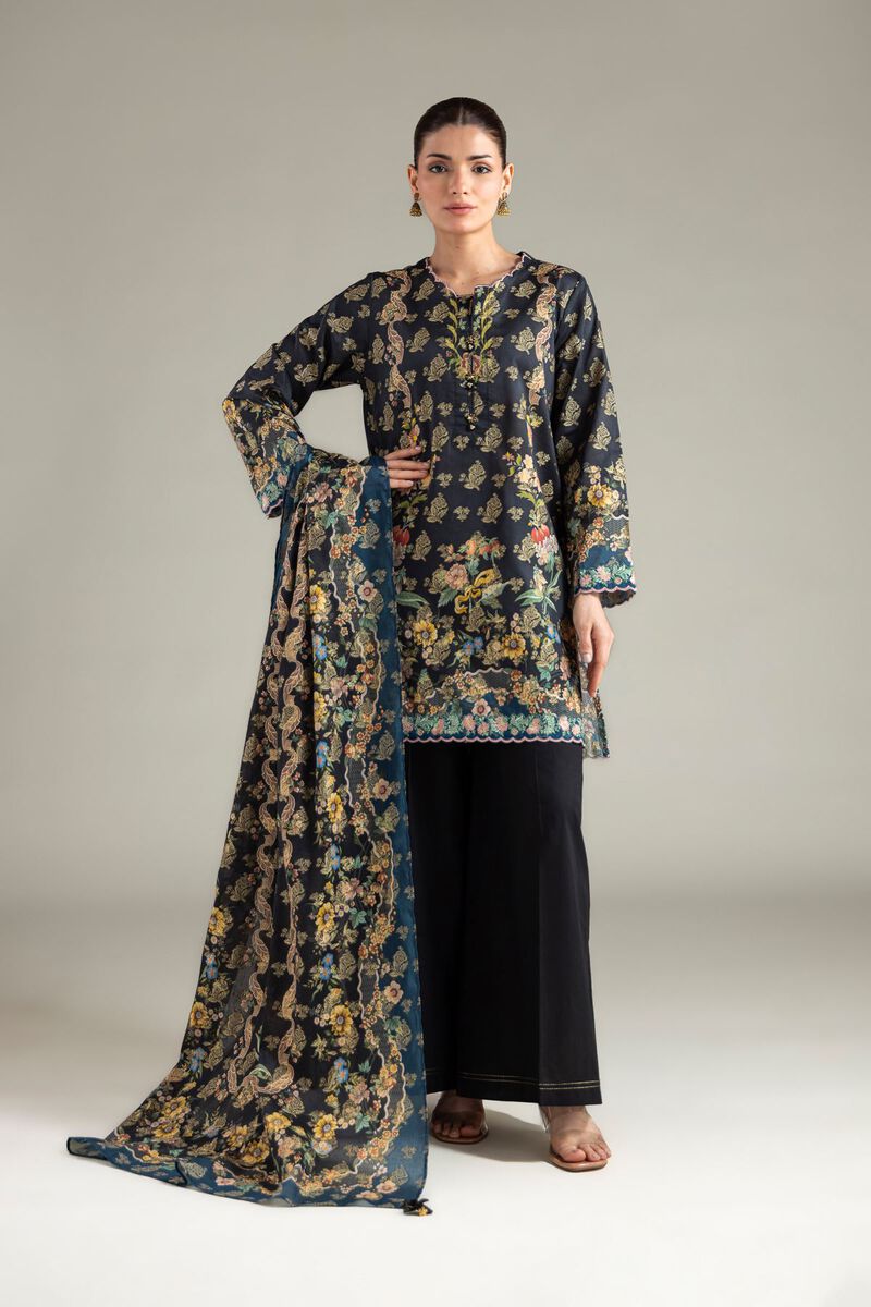 Embroidered | Jacquard | Black Tailored 3-Piece | USD 75.00