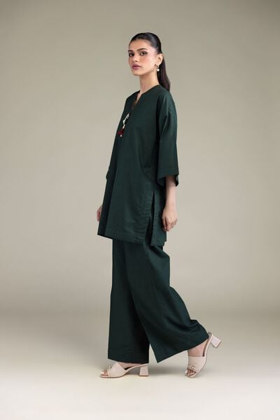 Dyed | Textured Cotton Viscose | Cotton Solid Pants | USD 30.00