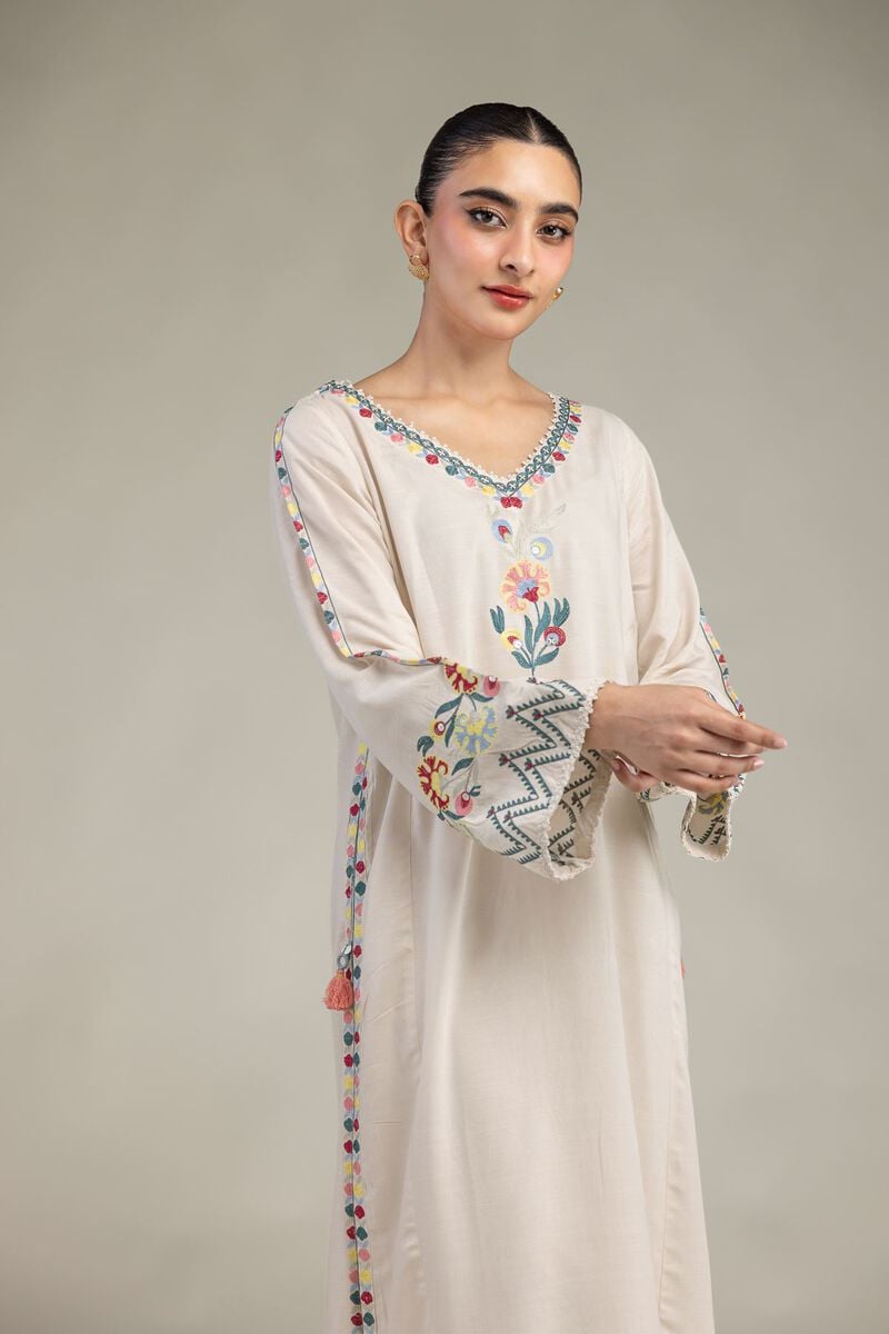 Embroidered | Raw Silk | Floral Silk Kurta | USD 55.00