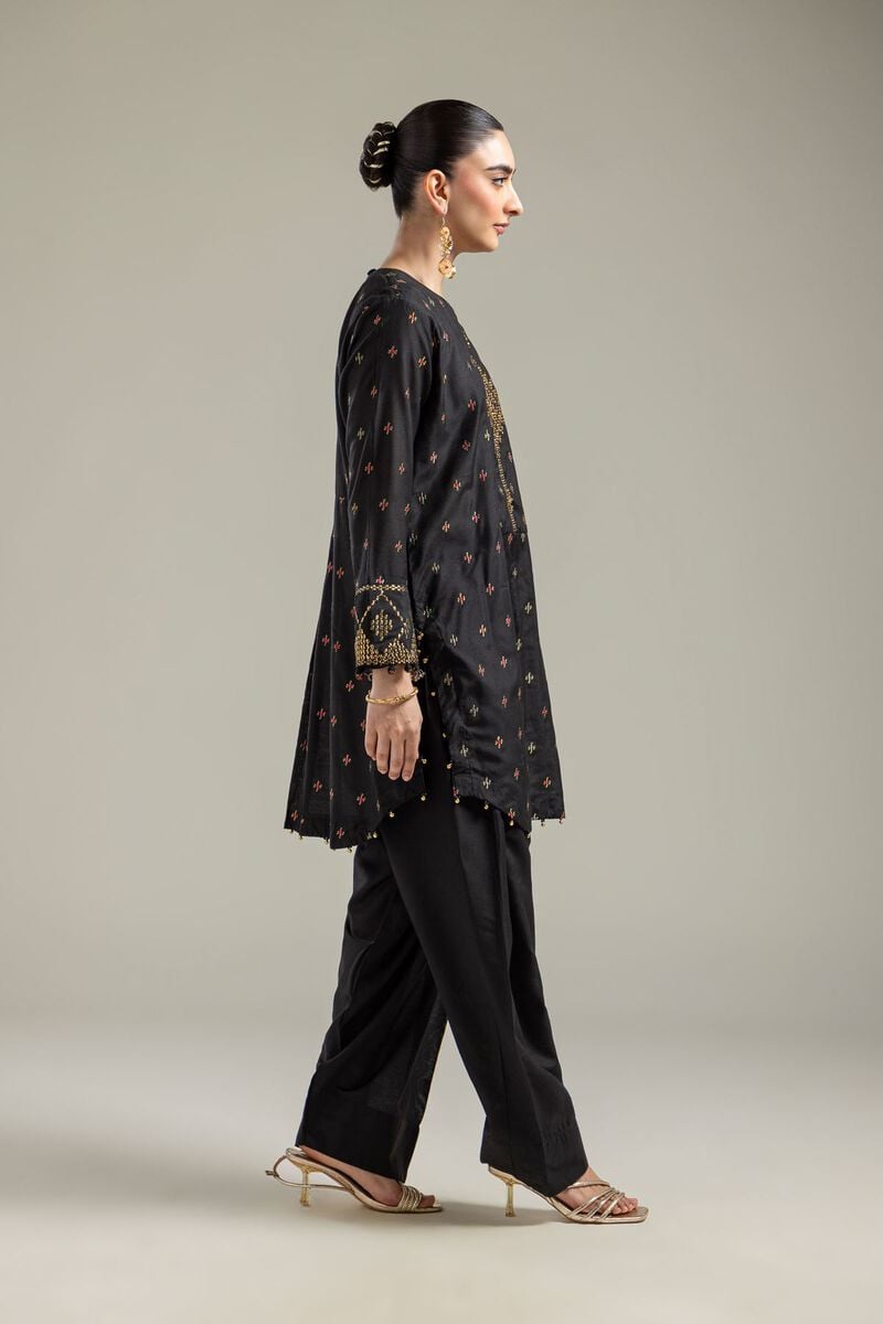 Raw Silk | Solid Black Shalwar | USD 30.00