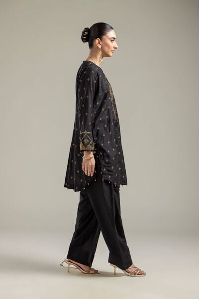 Raw Silk | Solid Black Shalwar | USD 30.00