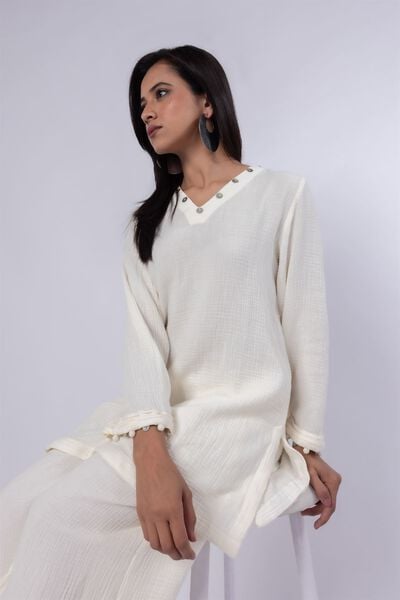 Dyed | Cheese Cloth | Kurta | USD 40.00