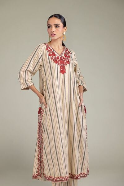 Embroidered | Cambric | V-Neck Cambric Kurta | USD 40.00