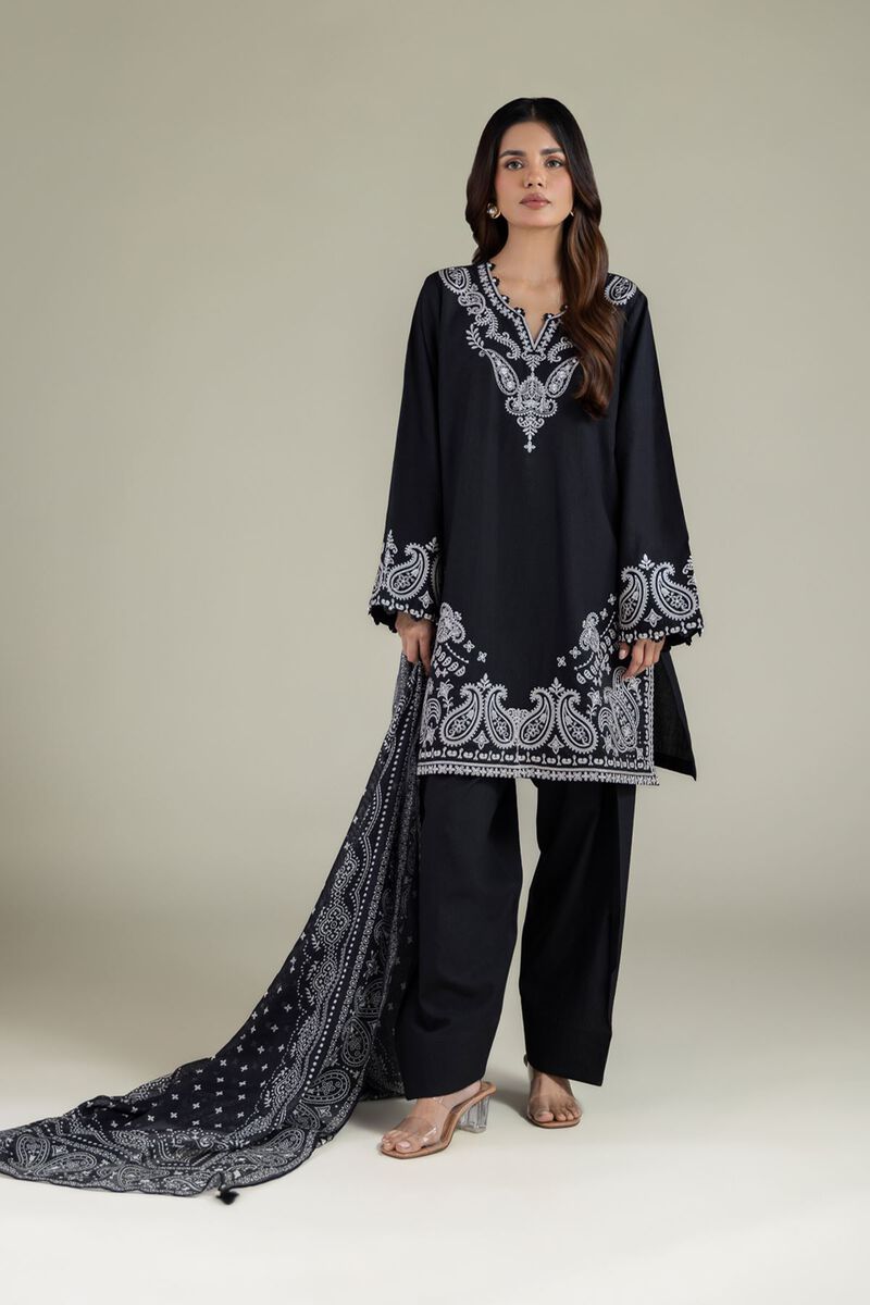 Embroidered | Cotton Dobby | Black Tailored Set | USD 80.00
