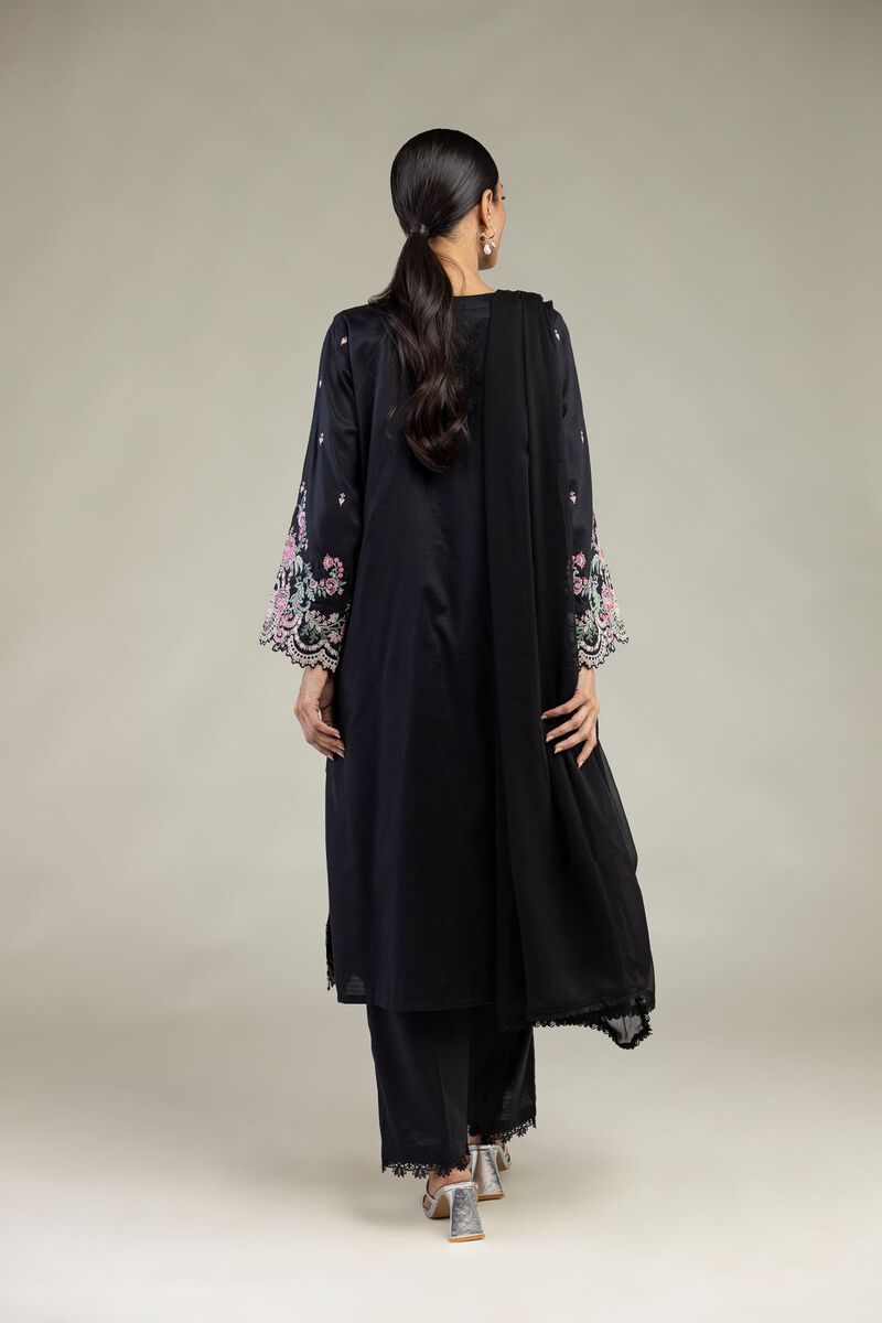 Embroidered | Dobby | Black Tailored 3-Piece | USD 80.00