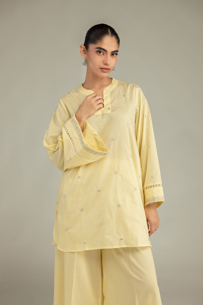 Embroidered | Cambric | Yellow Cambric Kurta | USD 40.00