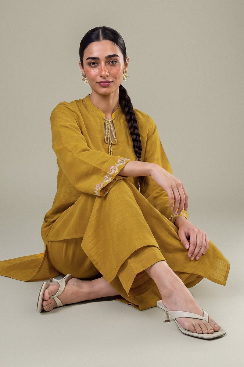Embroidered | Light Khaddar | Mustard Khaddar Kurta | USD 40.00