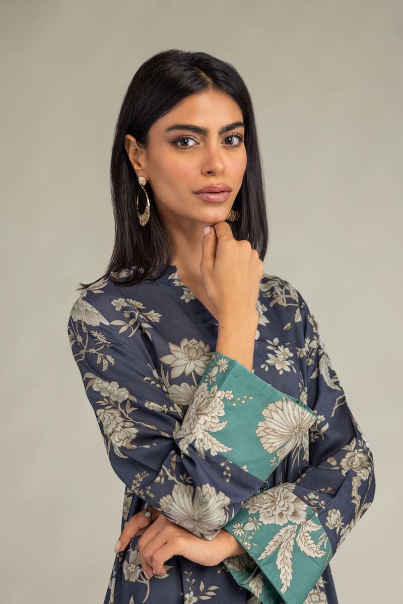 Printed | Raw Silk | Floral Longline Kurta | USD 40.00
