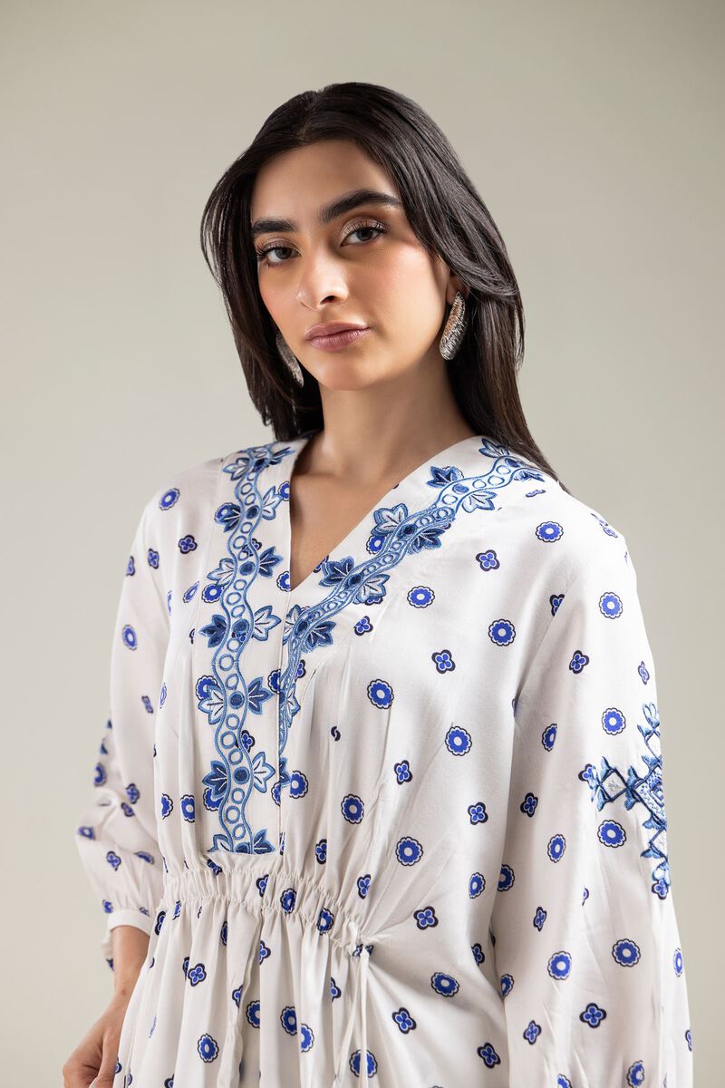 Embroidered | Viscose Crepe | Short White Blouse | USD 40.00
