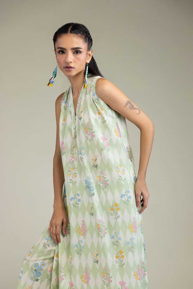 Printed | Cambric | Sleeveless Floral Kurta | USD 24.50