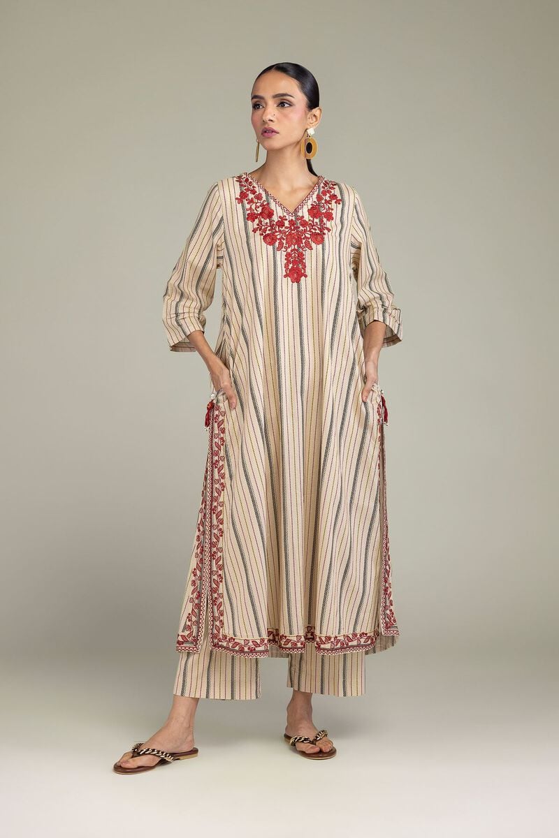 Embroidered | Cambric | V-Neck Cambric Kurta | USD 40.00