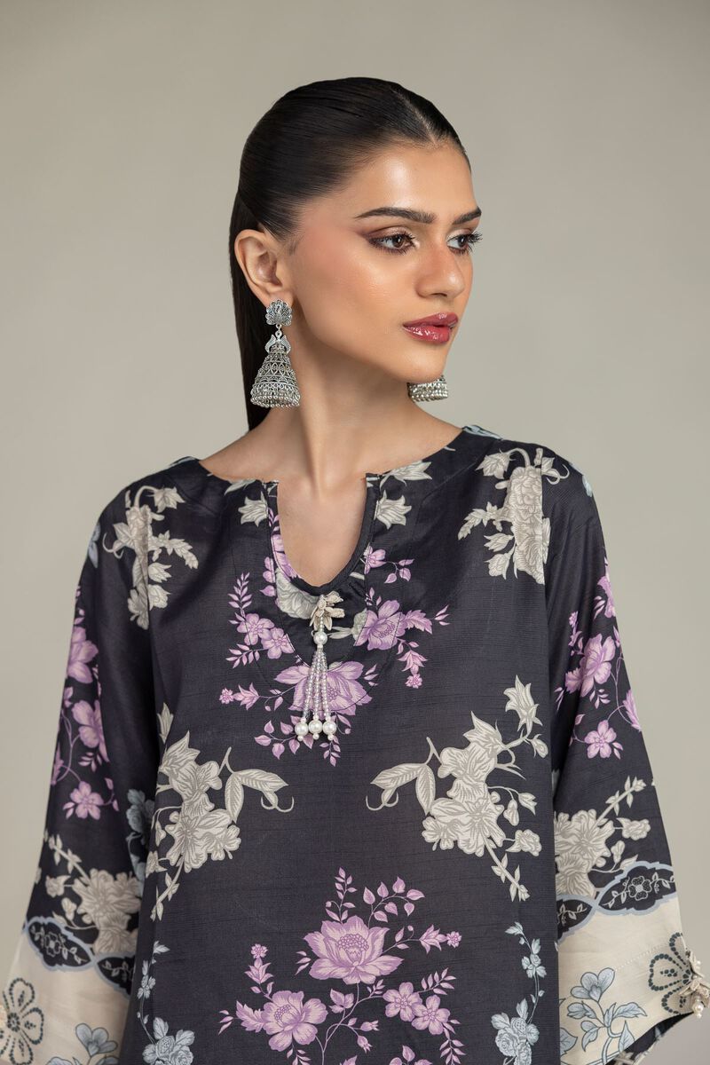 Embroidered | Raw Silk | Short Black Kurta | USD 45.00