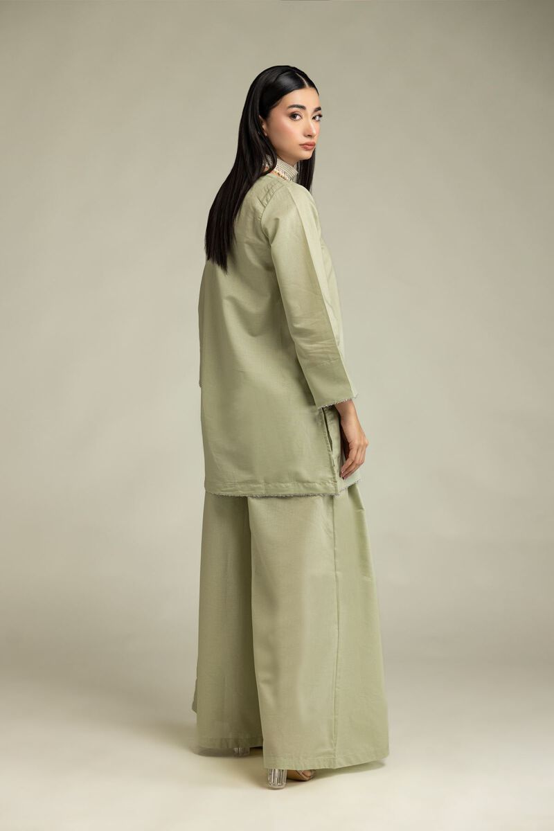 Embroidered | Mesuri | V-Neck Mint Kurta | USD 35.00
