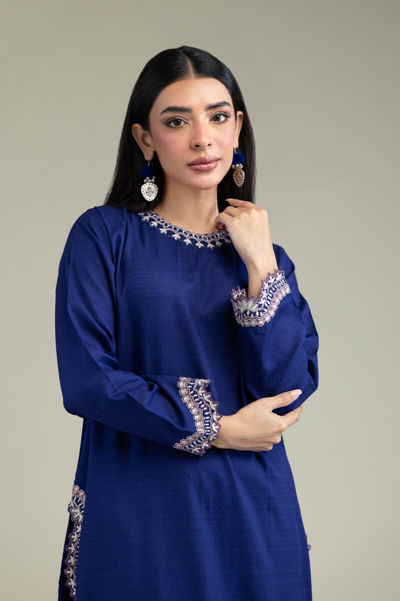 Embroidered | Cotton Dobby | Floral Scalloped Kurta | USD 45.00