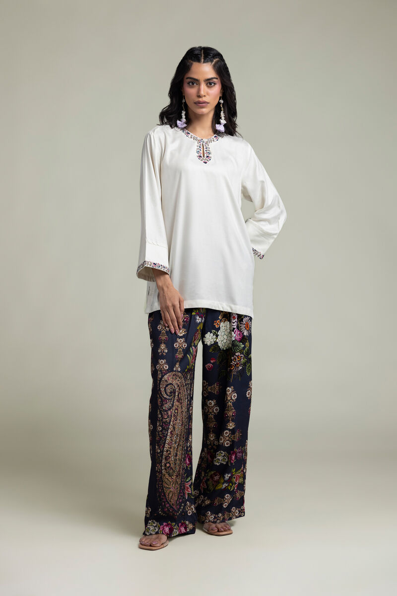 Embroidered | Viscose Crepe | Solid Viscose Tunic | USD 40.00