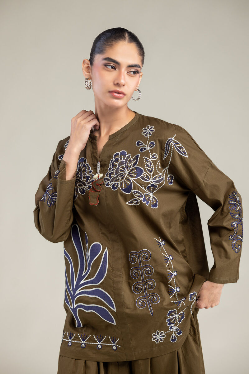 Embroidered | Cambric | Floral V-Neck Blouse | USD 45.00