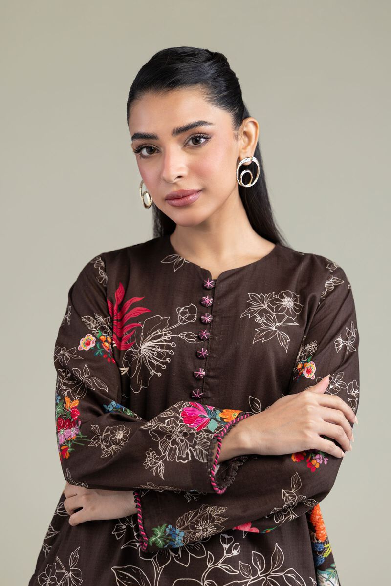 Printed | Cotton Dobby | Floral Brown Kurta | USD 35.00