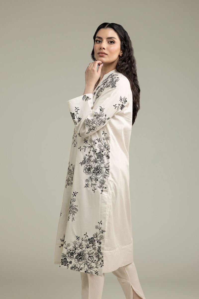 Embroidered | Cambric | Floral Longline Kurta | USD 40.00