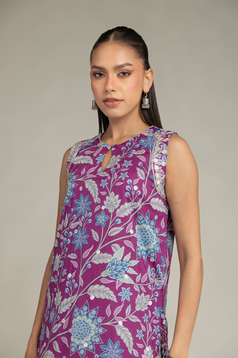 Embroidered | Cotton Viscose | Floral Sleeveless Kurta | USD 45.00