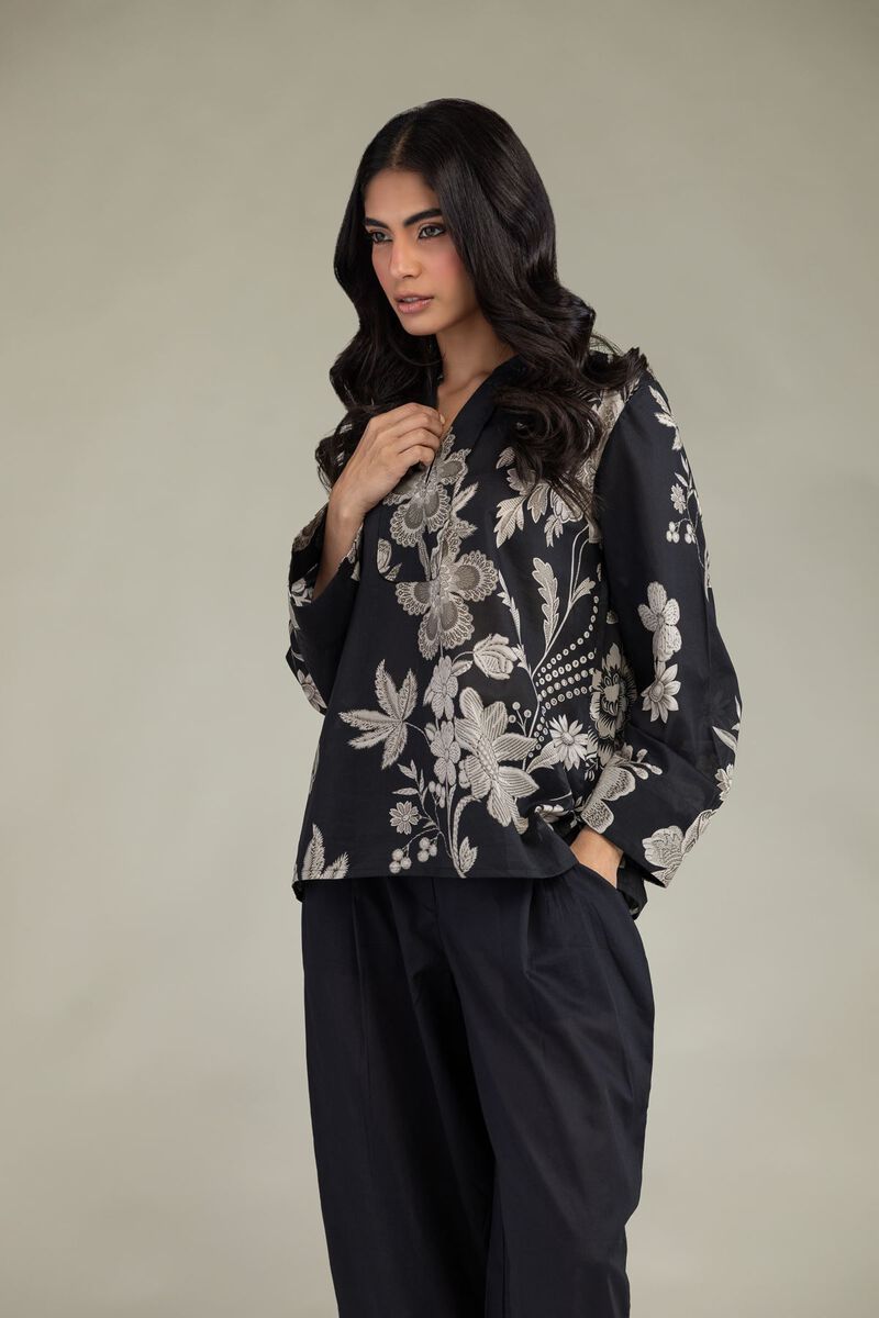 Printed | Cambric | Black Floral Tunic | USD 35.00