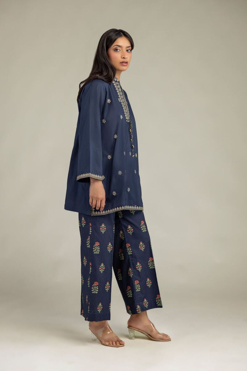 Embroidered | Cambric | Short Navy Kurta | USD 40.00