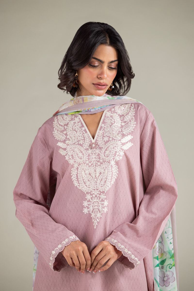 Embroidered | Cotton Dobby | Tailored Cotton 3-Piece | USD 65.00