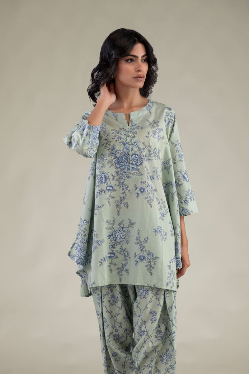 Embroidered | Cambric | Mint Short Kurta | USD 35.00