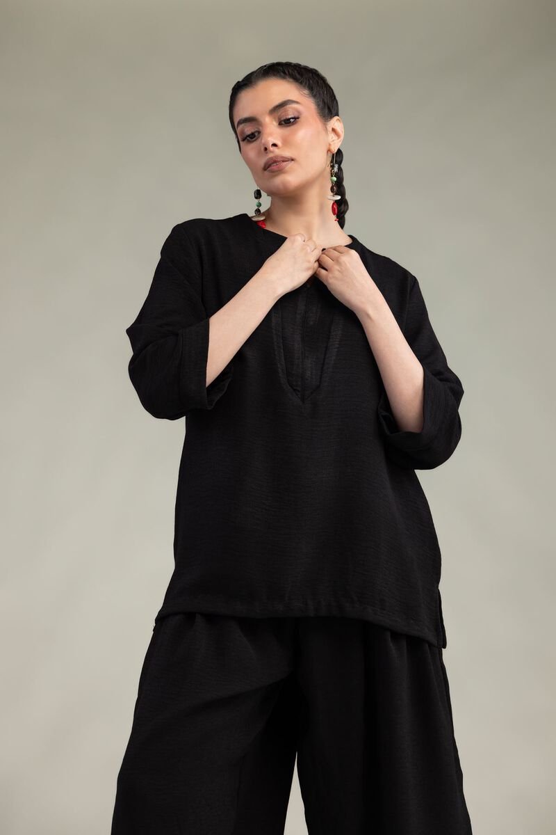 Dyed | Crepe Georgette | Solid Black Tunic | USD 40.00