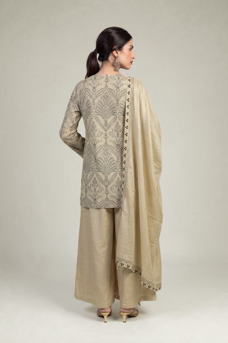 Embroidered | Raw Silk | Beige Silk Kurta | USD 55.00