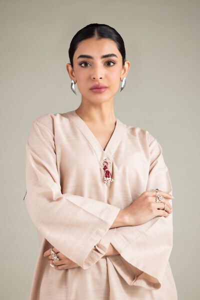 Dyed | Textured Cotton | V-Neck Tassel Kurta | USD 35.00