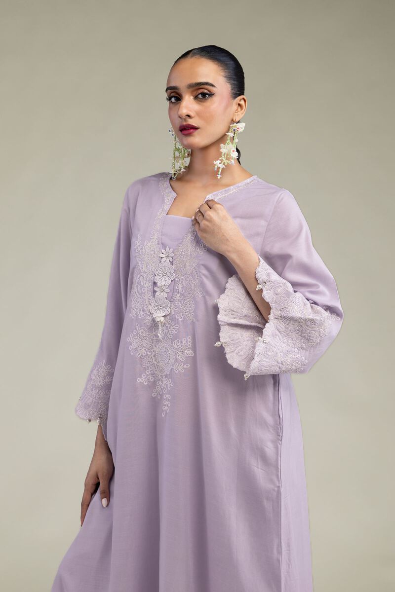 Embroidered | Raw Silk | Lavender Silk Kurta | USD 75.00
